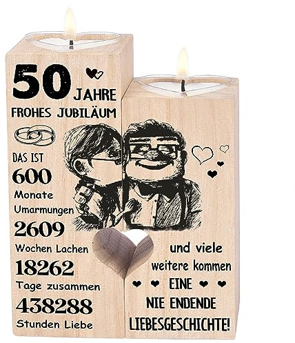 Goldene Hochzeit Geschenke, 50 Hochzeitstag Geschenke, Kerzenständer - Goldene Hochzeit Deko.