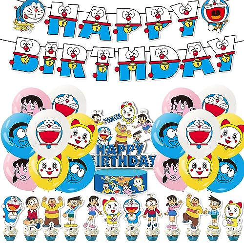 Doraemon Festa Compleanno Palloncini - Set Decorazione Torta, Festone di Buon Compleanno Doraon