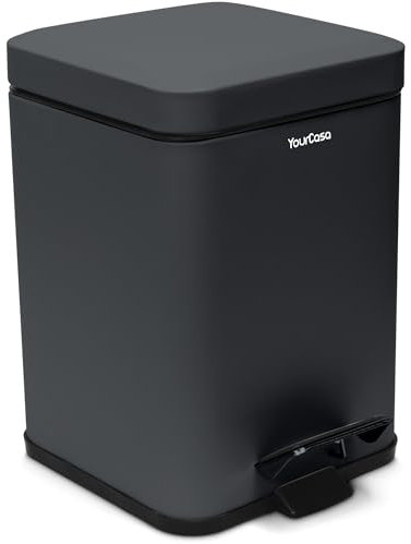 YourCasa® Mülleimer Bad [5L] - Elegantes Design - Badezimmer Mülleimer Klein - Kosmetikeimer Bad Mülleimer mit Deckel und Softclose – Abfalleimer Bad Toilette - herausnehmbaren Inneneimer (Anthrazit)