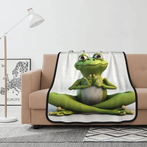 The Funny Frog Doing Yoga-Decke, doppelseitig, leichte Fleecedecke, weiche Flanelldecken, Plüschdecke für Schlafzimmer, Dekoration, 127 x 101,6 cm