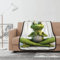 The Funny Frog Doing Yoga-Decke, doppelseitig, leichte Fleecedecke, weiche Flanelldecken, Plüschdecke für Schlafzimmer, Dekoration, 127 x 101,6 cm