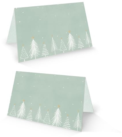 Logbuch-Verlag 25 Tischkarten Weihnachten hellblau mintgrün hygge Platzkarten Weihnachtsfeier Namensschilder 8,5 x 5,5 cm