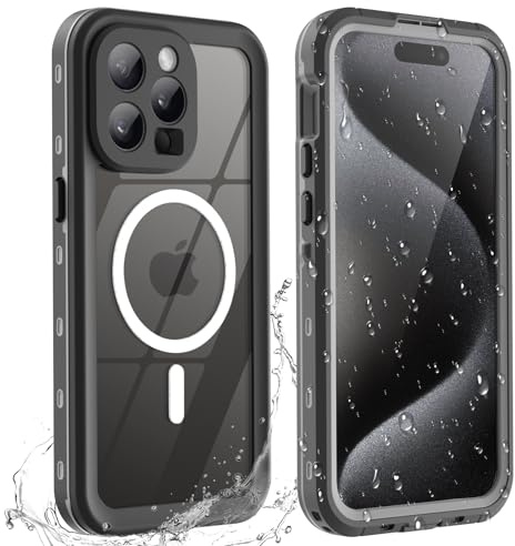 BDIG iPhone 15 Pro Max Custodia impermeabile, protezione a 360 gradi, schermo protettivo completo, custodia antiurto IP68 compatibile con iPhone 15 Pro Max 6,7 pollici, nero