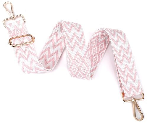 Bandoulière pour Sac à Main, Lanière Sangle pour Sac Banane- 3,8cm De Large Sangle Sac Bandouliere pour Sacoche Femme Sacs Accessoires De Bricolage, Sac Marin Scolaires Mallette,Blanc/Rose