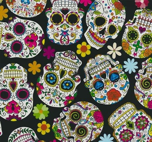 Wassertransferdruck Folie I Starter Set Groß I WTD Folie + Dippdivator/Aktivator + Zubehör I 2 Meter mit 100 cm Breite I Skulls I MLS-111A