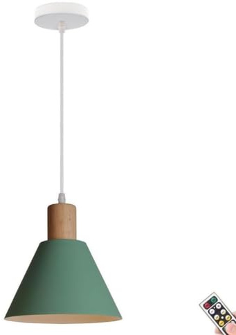 Rechargeable Pendant Light with Remote & Blub, Farmhouse Battery Operated Pendant Lighting, Modern Wireless Ceiling Hanging Chandelier Fixture for Kitchen Island Dining Table Living Room Bedroom Study