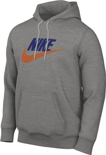 Nike Felpa Pullover con Cappuccio Club Fleece – Uomo, Dk Grey Heather/Lt Smoke Grey, FN3104-063, L