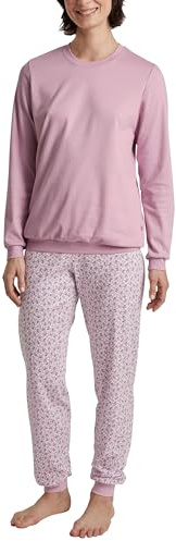 CALIDA Midnight Flowers Bündchen-Pyjama Damen, aus 100% Dicker Baumwolle