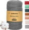 YESLUSY Makramee Garn, 3mm x 300m Premium Baumwolle Makramee Garn für DIY Handwerk, Hängepflanze, Boho Deko, Blumenampel, Pflanzenbügel (Grau)
