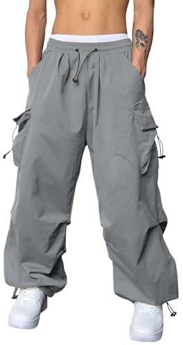 Cargohose Herren Baggy Lang Loose Teenager Jungen Skateboard Hosen Straight Leg Hose Lose Relaxed-Fit Stoffhose Große Größen Jogginghose Herren Lang Fallschirmhosen Track Pants Parachute Pants