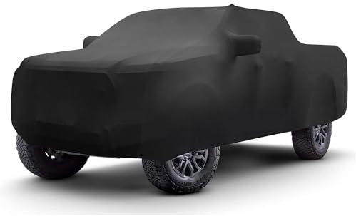 TECTICO Indoor Pickup Autoplane Elastisch Atmungsaktiv Staubschutz Weich Stretch Stoff Autoabdeckung für Innen Garage Hallen Auto Show, Schwarz