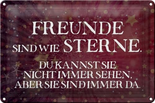 Schild Blech 30x20cm - Made in Germany - Spruch Freunde sind wie Sterne Metall Deko Blechschild