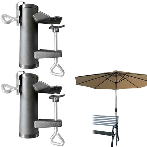 Supporto per ombrellone da balcone, 2 pezzi, per ringhiera del balcone, per ombrellone da balcone, per balconi, per terrazze, spiaggia, sdraio