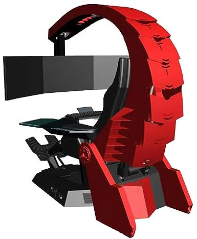 MAHNFEID Luxuriöser Videospielstuhl, integriertes Schwerelosigkeits-Computer-Cockpit, Bürostuhl mit Metallschale, ergonomischer Chefsessel, Unterstützung zum Aufhängen von 5 Bildschirmen