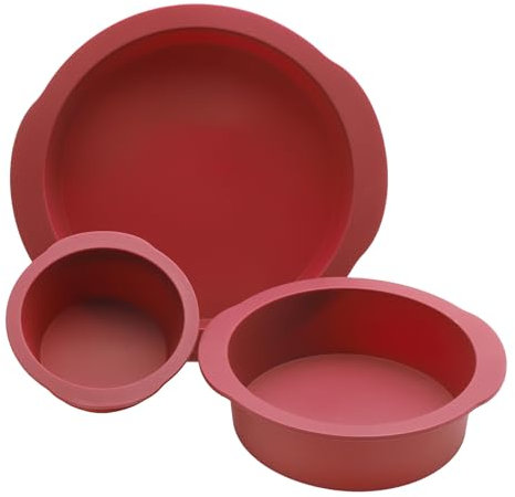Molde redondo de silicona, 3 unidades, molde para tartas de silicona, antiadherente, redondo, para tartas, tartas de queso, arco iris y pasteles de gasa, moldes flexibles (forma redonda-10+15+20 cm)
