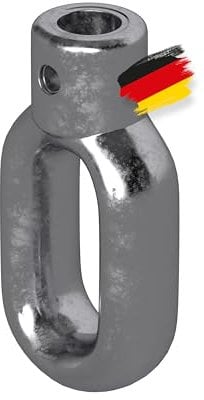 BAUHELD® Markisenöse Metall [Made in Germany] - Halterung für Markisen-Kurbel mit Fleischer-Haken [Oval] - Kurbel-Öse aus hochwertigem Zinkdruckguss - Bohrung 16mm - Querbohrung 4mm - Höhe 80mm