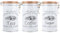 LOLYSIC Lot de 3 boîtes de rangement en métal blanc de 1000 ml avec couvercle hermétique pour thé, café, sucre, céréales, biscuits, bonbons, 17 x 10 cm