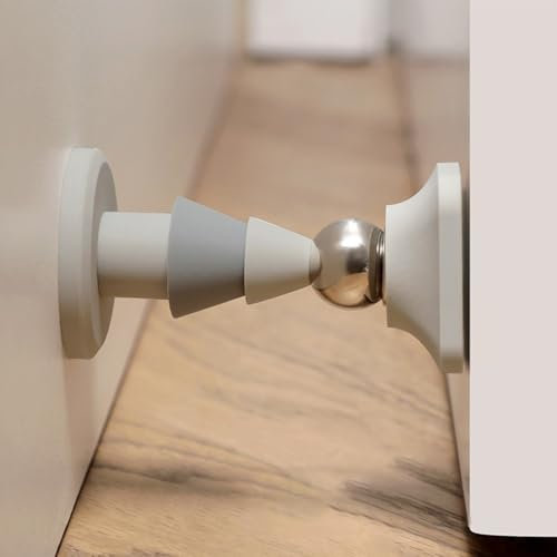 Traceless Soft Rubber Door Stop, Suitable for Tiles Wood Metal Glass Marble and Plastic, Strong Magnetic Silicone Door Stop, Wall Stop(Grey)