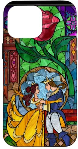 iPhone 16 Pro Max Disney Beauty and the Beast Belle and Prince Stained Glass Case