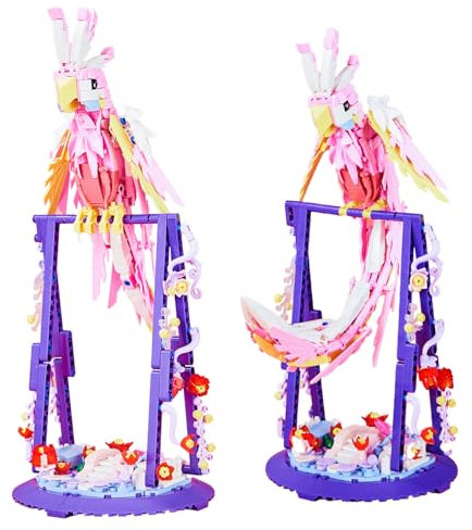 Tarcury Cornice Fiore di Pappagallo Rosa 2in1 Giocattolo da Costruzione - 630 Pezzi Set Botanico, Ruotabile a 360° per Bambini e Adulti Creativi