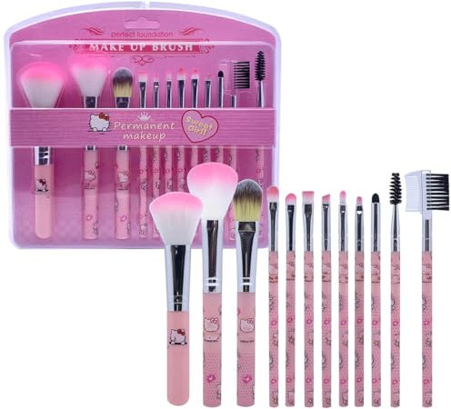 EUYRVAW 12 Stück Make up pinsel set,Make-up Pinsel-Set,kawaii make up,Geschenke Kosmetik, Stitch Sachen für Puder Lidschatten Rouge Lippen, tragbares Kawaii Make-up Set, für Mädchen Frauen