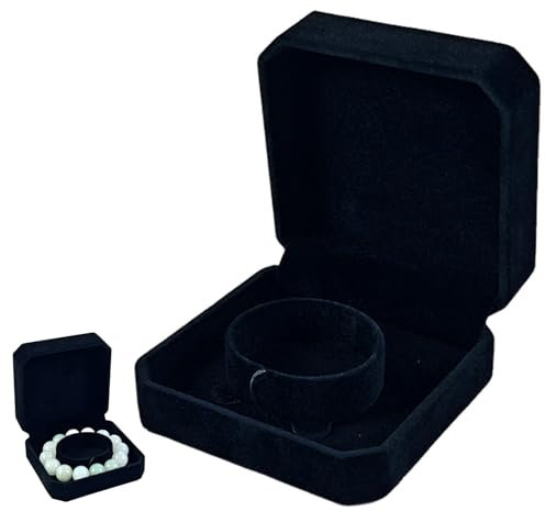 CutitiUU Armreif-Box Samt-Schmuckkästchen für Armbänder Schmuck-Box Geschenk-Box Aufbewahrungsbox für Armbänder Uhren Halsketten Aufbewahrung für Verlobung Hochzeit Geburtstag Geschenke (Schwarz)