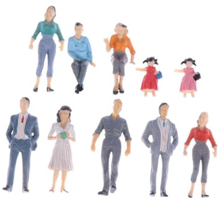 Veemoon 12stücke Teiliges Bemalte Miniaturfiguren Detailreiche Architektur-landschaftsmodelle Realistische Kunststoff-sandkasten-miniaturen Für Modellbahn-Dekorationen Vielseitige Layout-a