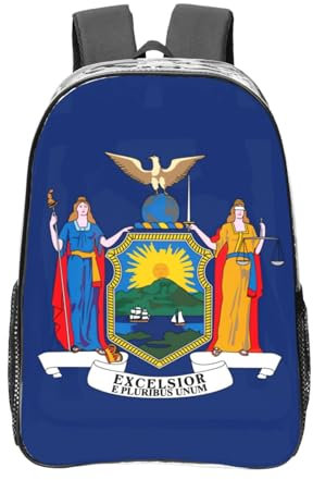 LNNIUK Rucksack mit New Yorker Flaggenaufdruck, 40,6 cm, transparent, für Büro, großer Rucksack, durchsichtige Büchertasche für Uni, Transparent, Einheitsgröße