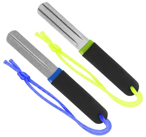 Jesiah 2PCS V-Groove Fish Hook Sharpener, Double Side V-Sharp Dart Sharpener File Darts Sharpening Tool for Sharpening Fish Hook Darts (Green/Blue)