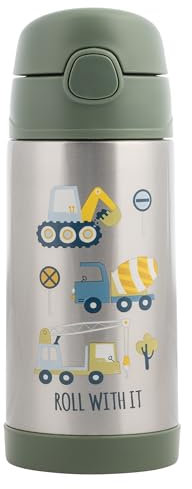 Stephen Joseph Double Wall Stainless Steel Bottles, Insulated Water Bottle for Kids Toddlers, Vacuum Insulated Bottle with Straw, BPA-Free Water Bottle – 11.8 Ounces, Construction