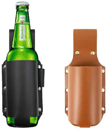 MZPQALRS 2 Stück Biergürtel Bierhalter,Bierhalter,PU Leder Flaschenhalter Gürtel Bierflaschenhalter Bierholster,Gürtelschnalle Bierhalter,Bierzubehör,Geeignet für Parties,Grillparty