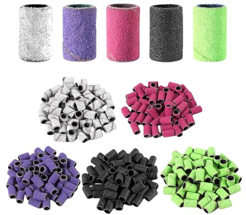Paquete de 250 bandas de lijado pequeñas para limar uñas, suministros de pedicura, 80# 120# 150# 180# 240# Bandas de lijado