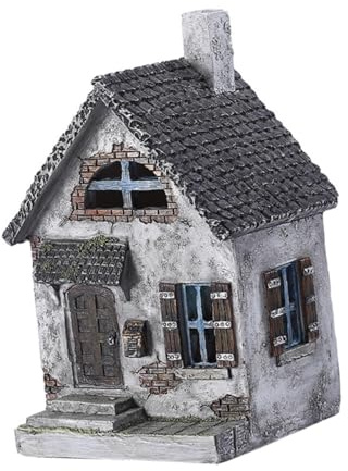 Toyvian Miniaturhaus Gartenornament Aus Harz Kleine Hausform Deko Für Garten Balkon Und Außenbereich Realistisches Feenhaus Modell 5.51X3.15X3.54In