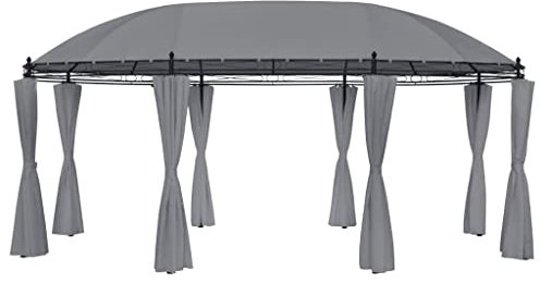 Emmtore Pavillon mit Vorhängen Gartenzelt Partyzelt Festzelt Gartenpavillon Bierzelt Garten für Hochzeit Party Zelt 520x349x255 cm Anthrazit