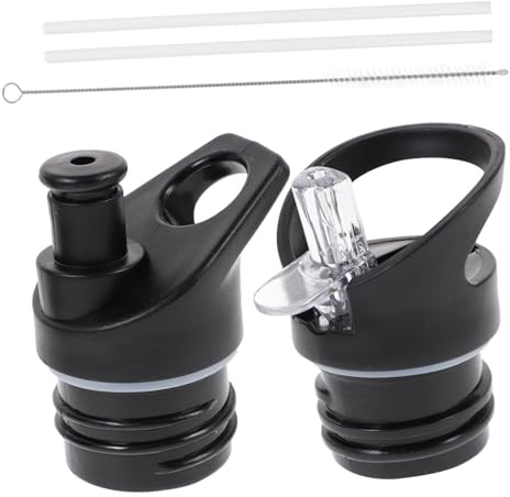MUELODSIC 2pcs Portable Black Water Bottle Nozzle Covers Vacuum Seal Caps for Sports Bottles Drinking Accessories for Outdoor Hiking Camping Travel Use