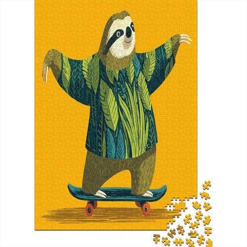 Sloths auf Skateboard Rätsel Für Erwachsene || 38x26cm/1000pcs Puzzles Lernspiele Home Decor