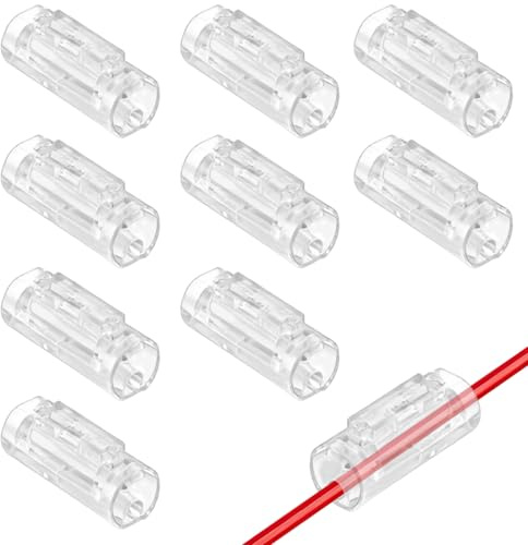 1-polig LED Kabelverbinder,10 Stück LED lötfrei Streifenverbinder, Kabel Steckverbinder für 0.35–0.5 mm²(20-22 AWG), Verbindungskabel Verbinder (1PIN)