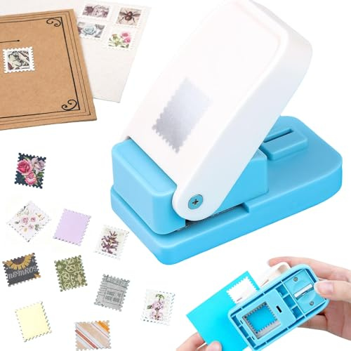 Papierstanzer, rechteckig, Briefmarkenform, tragbar, Hebelform, gewellter Rand, rechteckig, handgefertigt, für Papier, Scrapbooking, Bastelarbeiten