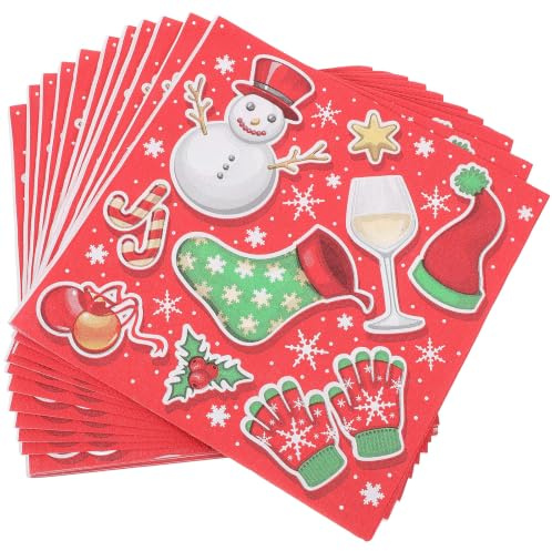 SOLUSTRE Weihnachtsservietten Bedruckt 20 Stück Einweg Papierservietten mit Festlichem Motiv für Tischdekoration Weihnachten Party