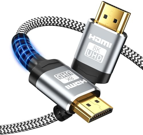 Soonsoonic 10K 8K 4K HDMI Cable 5M | 48Gbps Ultra High Speed HDMI 2.1 Cable, 8K@60Hz 4K@120Hz HDR10 eARC HDCP2.2/2.3 Ethernet-Braided HDMI Cable | for UHD TV Monitor Laptop Xbox PS4/PS5 etc