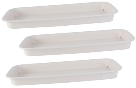 DECHOUS Bases de Pot de Fleurs en Plastique Lot de 3 Plateaux Rectangulaires Beige Protection Les Fuites d'eau pour Jardin et Balcon