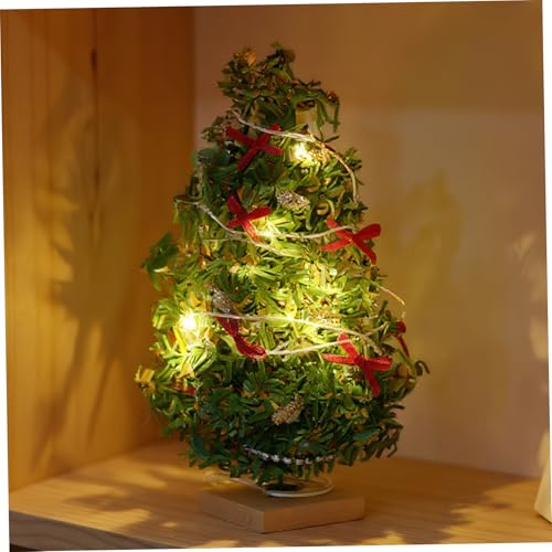 Arbre de Noël Miniature à l'échelle 1/12 avec lumières, Mini Arbre réaliste avec Base en Bois