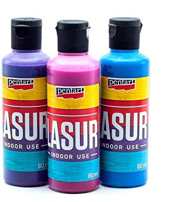 Zita's Creative Holzlasur für Innenbereich 3x80ml - Set 4. Lasurfarbe, Bastelfarbe