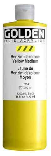 Golden Fluid Acrylic, 16 Ounce Bottle Benzimidazolone Yellow Medium