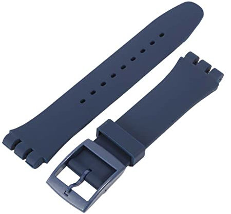 Wingbind - Cinturino di ricambio in silicone, 17 mm/19 mm/20 mm, con fibbia a sgancio rapido per Swatch, unisex adulto, Blu, 20 mm