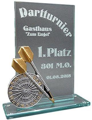RaRu Dart-Glaspokal Resin-Figur mit Lasergravur nach Wunsch