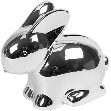 Widdop Bambino Spardose Hase, versilbert, in Geschenkbox