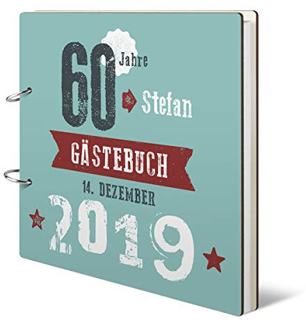 Runder Geburtstag Gästebuch individuell bedruckt 215x215mm inkl. 144 Naturpapier Innenseiten 60 Jahre - Retro Geburtsjahr