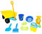 Bieco Stabiler Strandwagen Set 9 TLG., Handwagen mit Spielzeug Sandspielzeug Bollerwagen Strandspielzeug Kinderspielzeug Sandspielzeug Wagen zum Hinterherziehen, bunt, 06000219