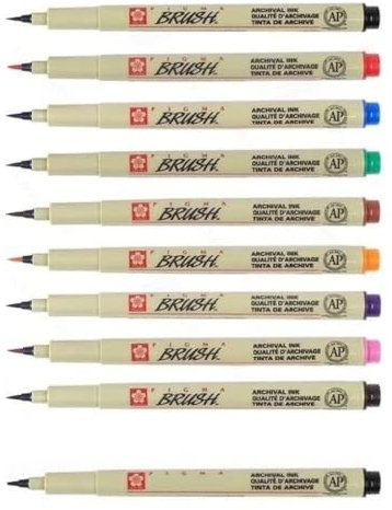 PIGMA MICRON Sakura Fineliner brush 9er-Set + 1
